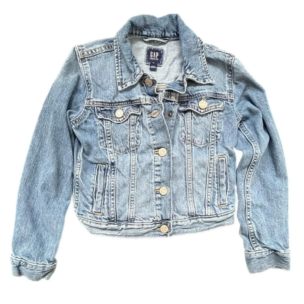 Gap Denim Jacket Light Wash Blue Classic Trucker Cotton‎ Kids Size M 8-9